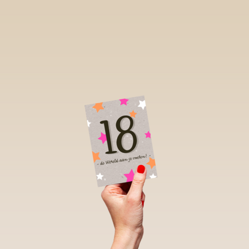 Verjaardagskaart 18 de wereld aan je voeten meisje vrouw