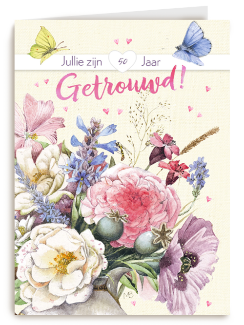 Huwelijkskaart 50 jaar getrouwd Marjolein Bastin