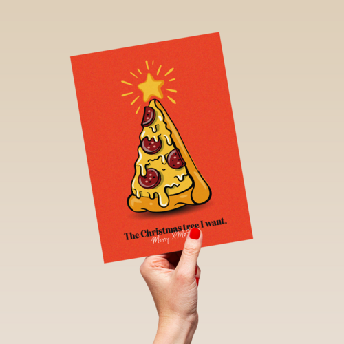 Kerstboom van pizza