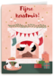 kerstkaart met kerstman in schoorsteen