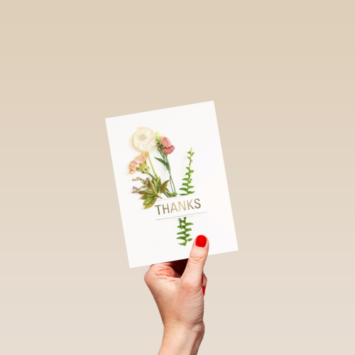 botanical kaart thanks met een bloemetje