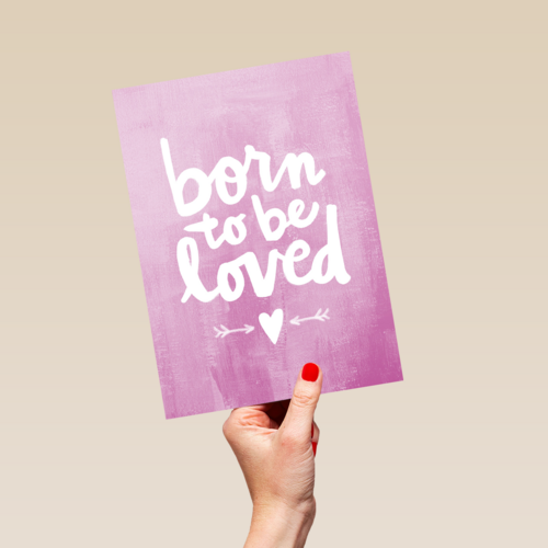 geboortekaartje born to be loved roze