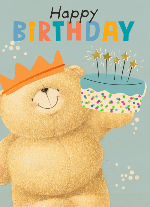 Houten Kaart Verjaardagskaarten | Forever Friends Happy Birthday Cake Blue