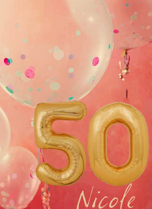 verjaardag kaart leeftijd 50 vrouw ballon