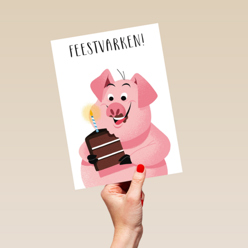 feestvarken met taartje