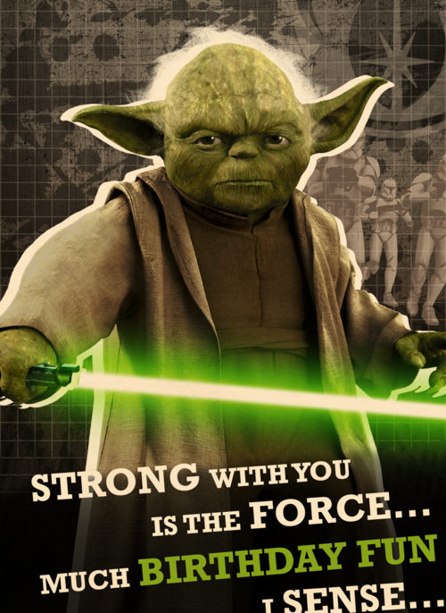 Houten Kaart Verjaardagskaarten | Star Wars Yoda Much Birthday Fun