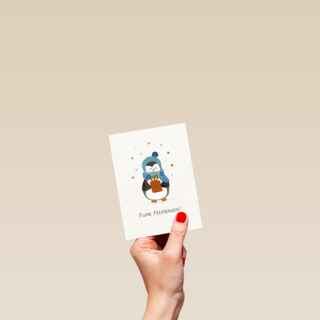 Kinderpostzegels Pinguin Fijne Feestdagen