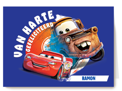 Cars verjaardagskaart McQueen en Takel