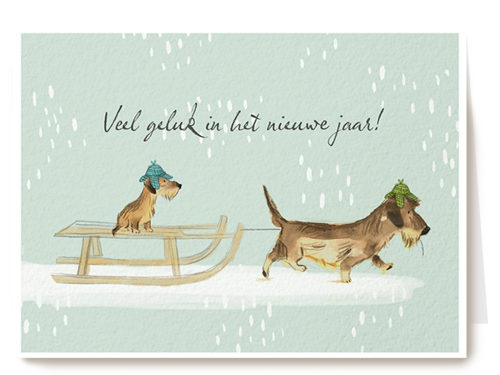 Kaart Hallmark | Nieuwjaar | Veel Geluk In Het Nieuwe Jaar Honden Met Slee