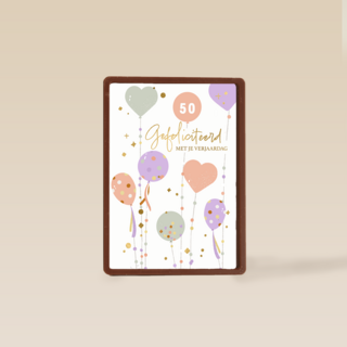 Verjaardagskaart ballonnen en hartjes leeftijd