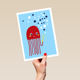 Zwemdiploma kaart met kwal