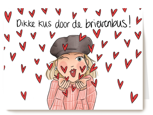 vriendschap kaart dikke kus door de brievenbus matia studio
