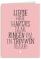 huwelijks kaart liefde hier hartjes daar ringen om en trouwen maar