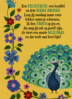 Compliment kaart trots als een pauw mijlpaal