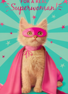 moederdag kaart grappig for a real superwoman kat
