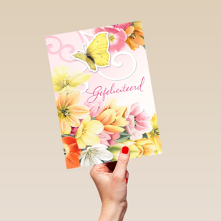 kleurrijke bloemetjes met vlinder