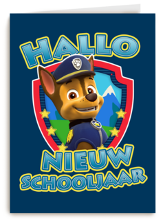 Paw Patrol kaart hallo nieuw schooljaar met Chase