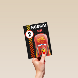 Cars verjaardagskaart bliksem McQueen hoera