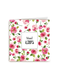 kaart met mooie roze bloemen een veel liefs