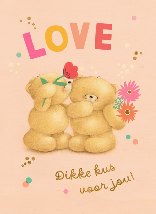 Houten Kaart Valentijn | Houten Kaart Hallmark | Valentijn | Valentijn Love Forever Friends