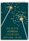 de beste wensen met gouden sterretjes op groen