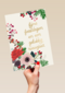 Kerstkaart klassiek bloemen en kersttak
