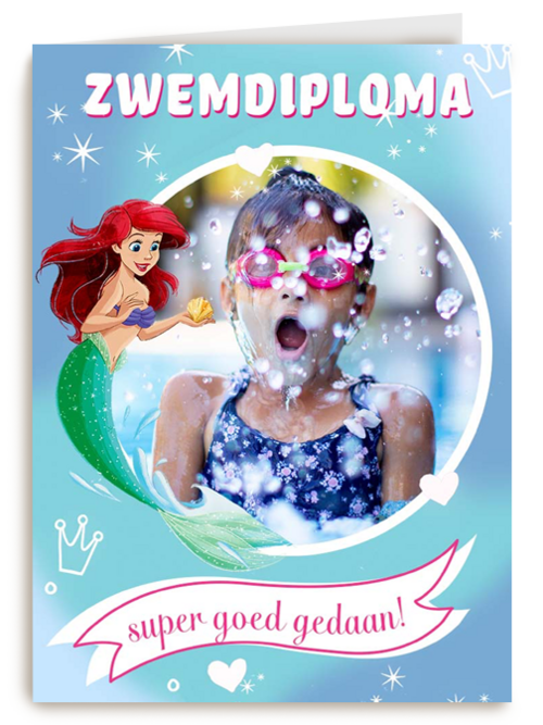 zwemdiploma fotokaart disney princes ariel