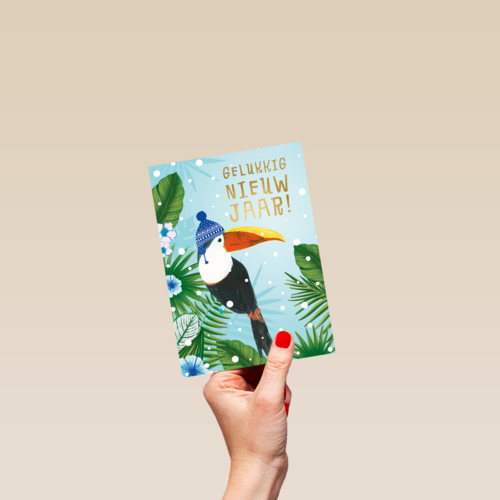 nieuwjaarskaart gelukkig nieuwjaar toekan