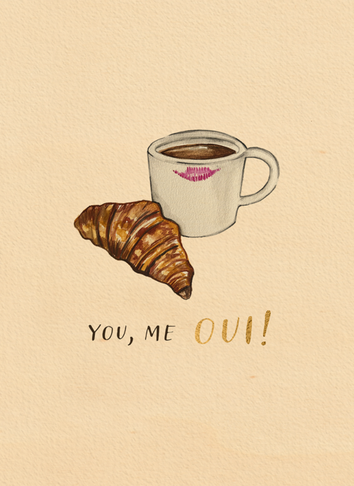 Houten Kaart Valentijn | Houten Kaart Hallmark | Valentijn | Valentine You Me Oui Croissant