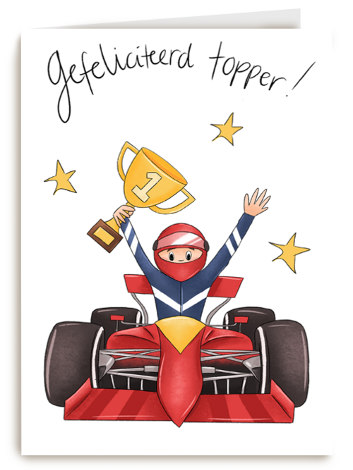 Verjaardagskaart Hallmark | Matia Studio Raceauto Gefeliciteerd Topper