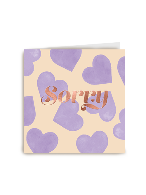 Kaart Hallmark | Vriendschap | Sorry Hartjes Lila Beige