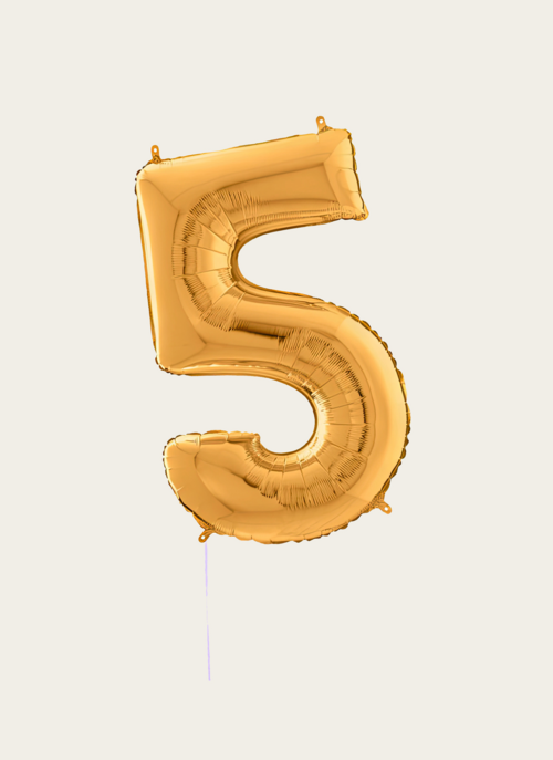Hallmark Cijferballon 5 Jaar Goud XL |  Cadeau Ballonnen |