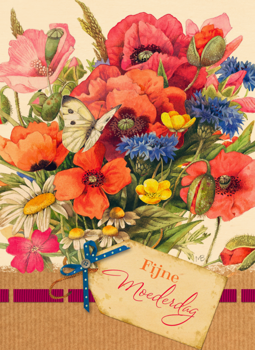 Houten Kaart Moederdag | Houten Kaart Hallmark | Moederdag | Moederdag Klassiek Boeket Voor Moederdag