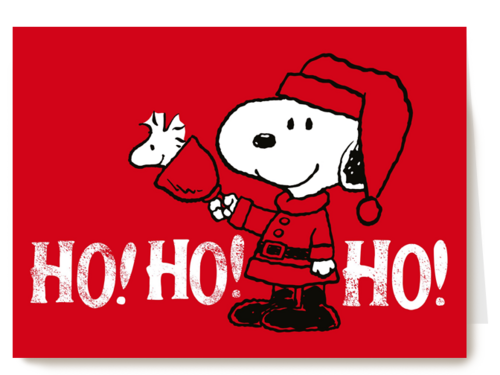Kerstkaart Snoopy hohoho