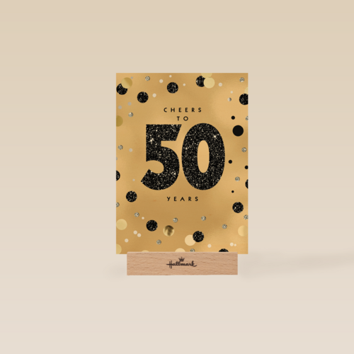 Verjaardagskaart leeftijden man vrouw 50 goud met stippen