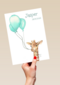 Geboorte Kaart Giraffe Blauw