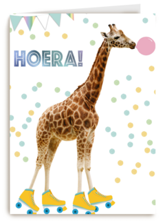 hoera met deze giraffe met confetti