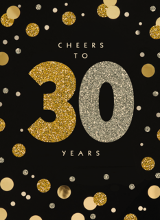 Verjaardagskaart leeftijden Cheers to 30 years zilver goud zwart