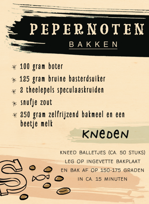 Houten kaart Sinterklaas | Hallmark |  Houten kaart Hallmark | Sinterklaas | Sinterklaas kaart recept pepernoten bakken 100 gram boter