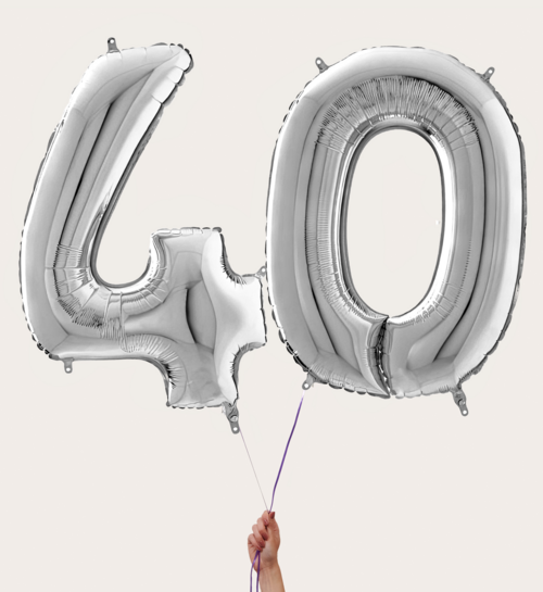 Cijferballon 40 Jaar Zilver XL