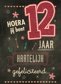 verjaardag leeftijden krijtbord 12
