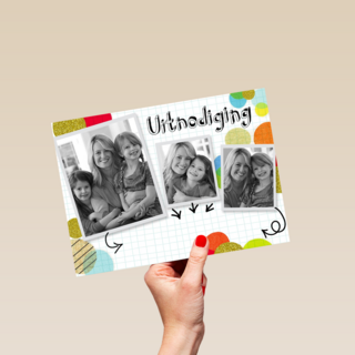 fotokaart uitnodiging drie fotoos