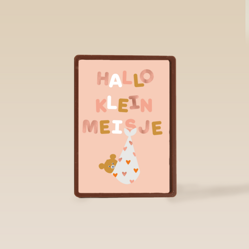 Hallo klein meisje Beertje in knapzak