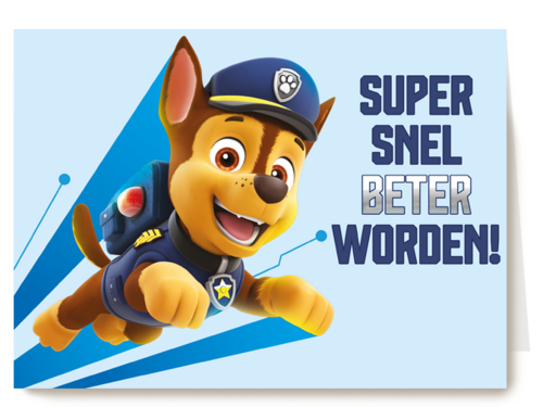Paw Patrol beterschapskaart met Chase