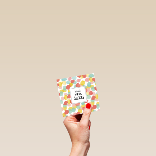 kaart heel veel succes ronde gekleurde bolletjes