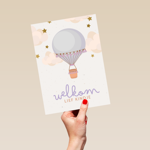 Adoptie felicitatiekaart luchtballon