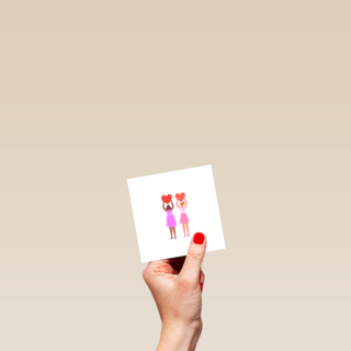 Valentijnskaart blanco 2 vrouwen met hart