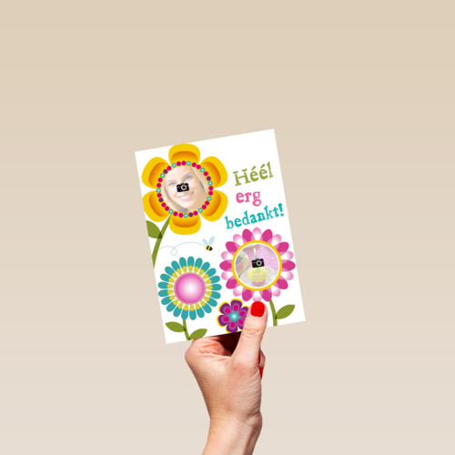 fotokaart bloemen heel erg bedankt
