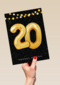 Verjaardagskaart leeftijden 20 ballonletters