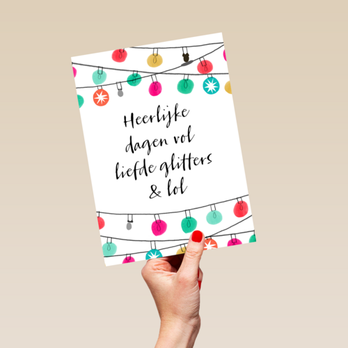 kerstkaart hip heerlijke dagen vol liefde glitters en lol